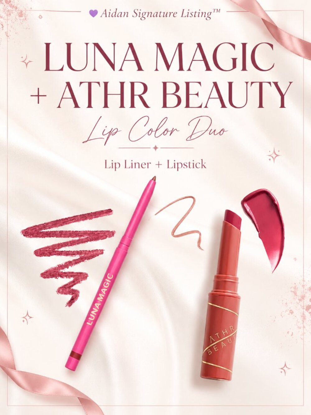 Lip Color Duo — Pink Lip Liner & Rose Lipstick